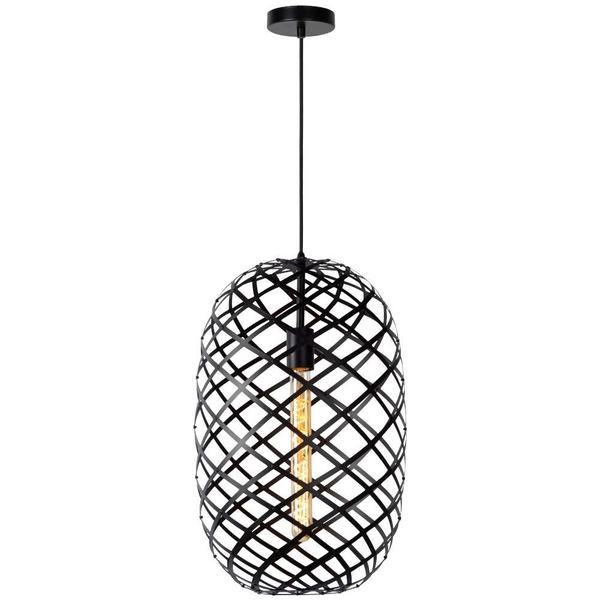 LAMPA wisząca WOLFRAM 21417/32/30 Lucide loftowa OPRAWA metalowy ZWIS druciany czarny
