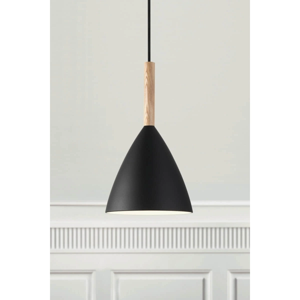 Zwisowa lampa nad stół Pure 43293003 metalowa czarny drewniana