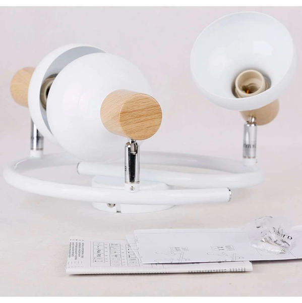 Plafon LAMPA sufitowa PUERTO 98-62697 Candellux metalowa OPRAWA skandynawska regulowana drewno biała