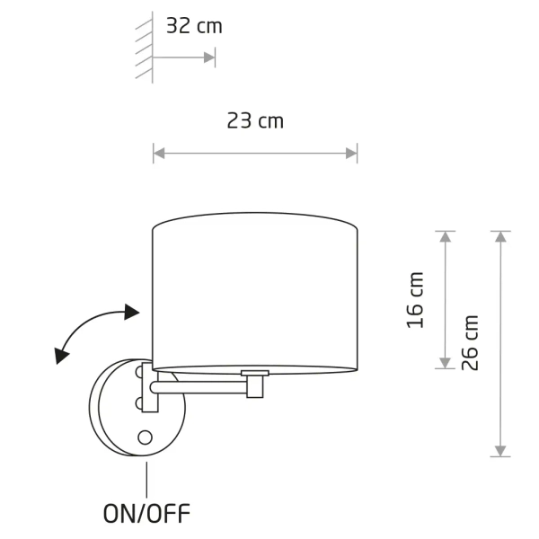 Ścienna lampa do sypialni HOTEL MOOD 11781 abażurowa chrom beżowa