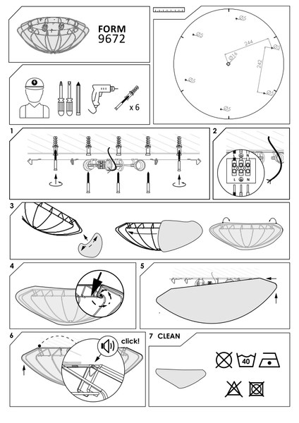 Designerski plafon abażurowy Form 9672 biała lampa nad łóżko