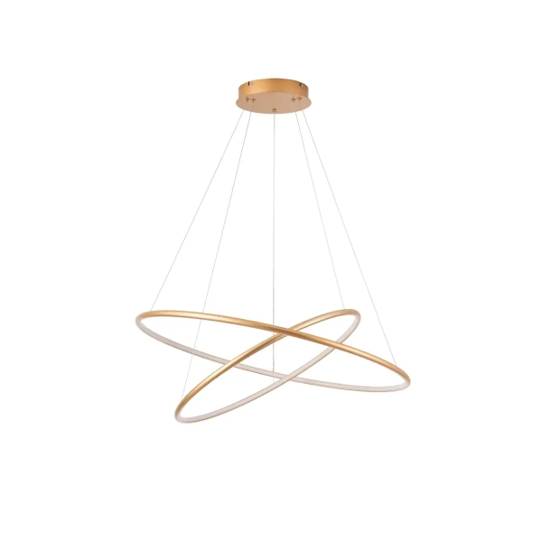 Złota lampa wisząca podwójna LED 53W 3000K ringi pierścienie do jadalni barwa ciepła SLD/000010/3000/G