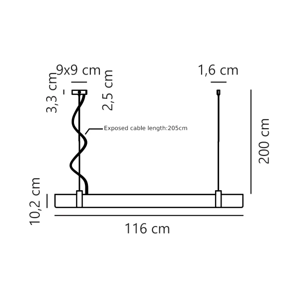 Wisząca lampa belka Lilt 2010603051 LED 28W 2700K nad wyspę szary