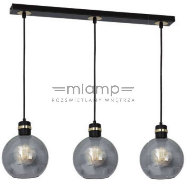 Loftowa LAMPA wisząca OMEGA MLP6531 Milagro okrągła OPRAWA szklany ZWIS kule na listwie czarne przezroczyste