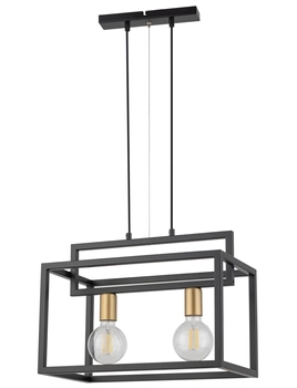 Prostokątny zwis czarny Vigo wisząca lampa klatka loftowa