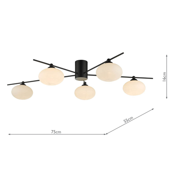 Sufitowa lampa do sypialni Jasper JAS5422 molekuły białe czarne
