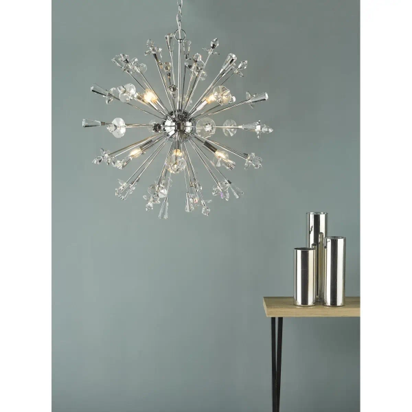 Designerska wisząca lampa Exodus EXO0850 kryształowa chrom