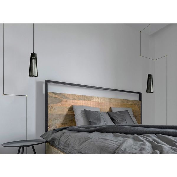 Sypialniany kinkiet nowoczesny Dover 9264 drewniana lampa czarna