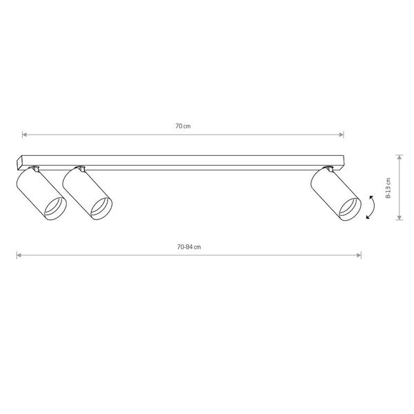 Natynkowa lampa 3-płomienna Mono 7767 plafon do garderoby czarny