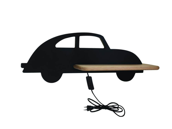 Drewniana lampa ścienna Kids Car 21-85078 LED 5W 4000K półka czarny drewno