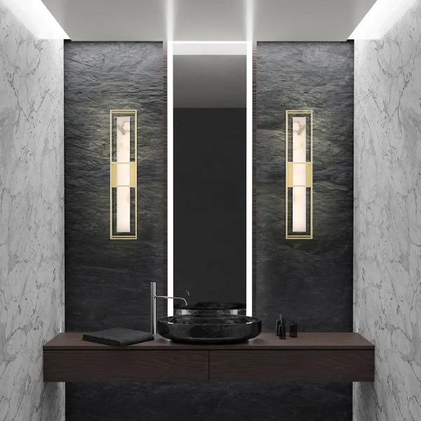 Prostokątny kinkiet Blakley QN-BLAKLEY-L-BG LED 20W 3000K IP44 złoty