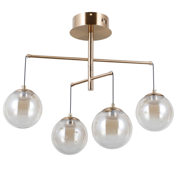 Szklana lampa sufit Velada PND-34381-4-HBR LED 80W 3000K złoty bursztynowy