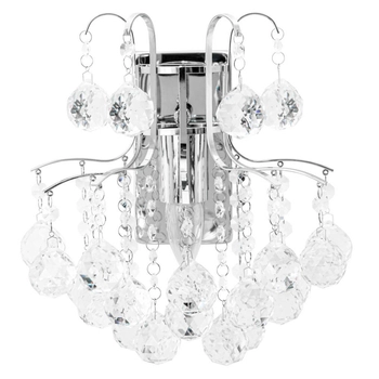 Kinkiet LAMPA glamour 6247/1 8C Elem ścienna OPRAWA z kryształkami szklana chrom przezroczysta