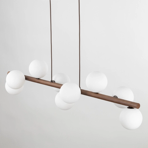 Lampa wisząca do salonu Estera 10273 bubbles belka drewniana biała