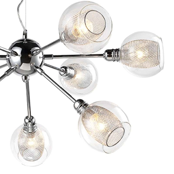 Lampa wisząca DIXI 39-65018 szklana kule siatki sticks chrom przezroczyste