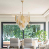 Designerska lampa wisząca do salonu Palermo P21070AU metal szkło złota