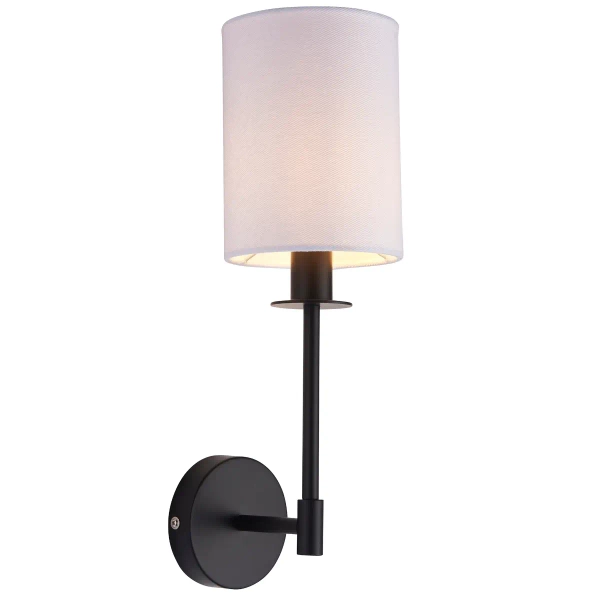 Ścienna lampa z abażurem L&-1101660 tkaninowa czarna biała