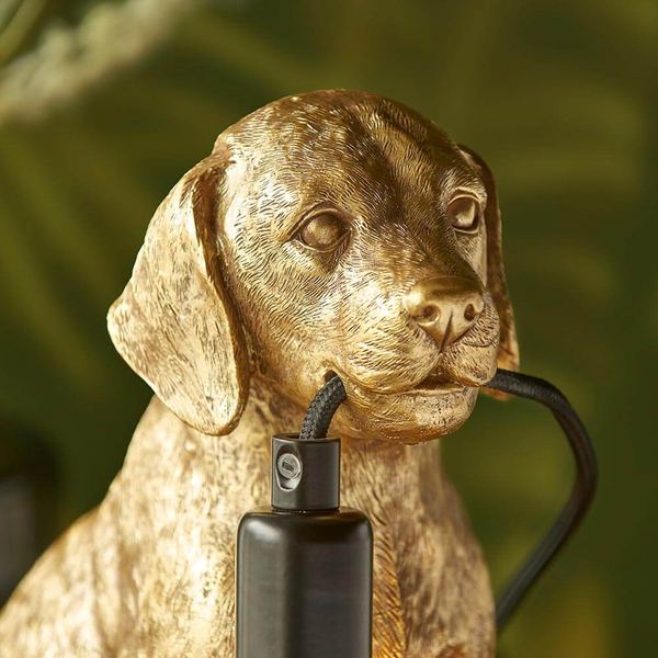 Lampa stojąca na komodę 107364 Endon labrador pies złoty czarny