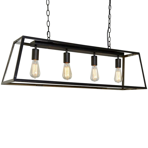 LAMPA wisząca LAVERNO MD-102721-4-B Italux industrialna OPRAWA prostokątna ZWIS klatka na łańcuchu czarna przezroczysta