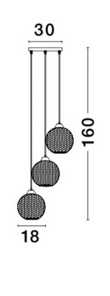 Wisząca lampa pokojowa Buenos balls czarna przydymiona