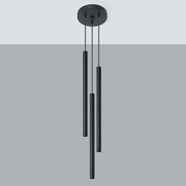 LAMPA wisząca SL.0471 metalowa OPRAWA kaskada ZWIS tuby czarne OUTLET