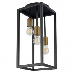 Plafon LAMPA sufitowa VIGO 32225 Sigma metalowa OPRAWA loftowa klatka plafoniera prostokątna czarna złota