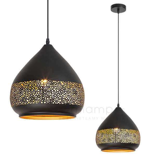 LAMPA wisząca KAIA 2278 Rabalux ażurowa OPRAWA orientalny zwis czarny złoty