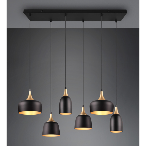 Wisząca salonowa lampa CHIRAZ 310500632 Trio metalowa czarny złoty