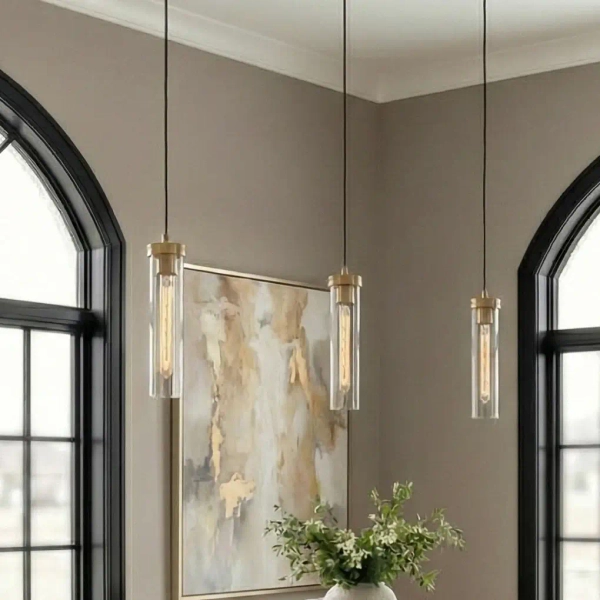 Lampa wisząca art deco QUINCY czarna mosiężna szklana metalowa E27 do kuchni P01835BR