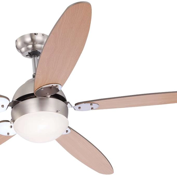 LAMPOWENTYLATOR sufitowy AZURA 0308 Globo drewniana OPRAWA plafon WIATRAK z regulacją obrotów chrom nikiel brązowy