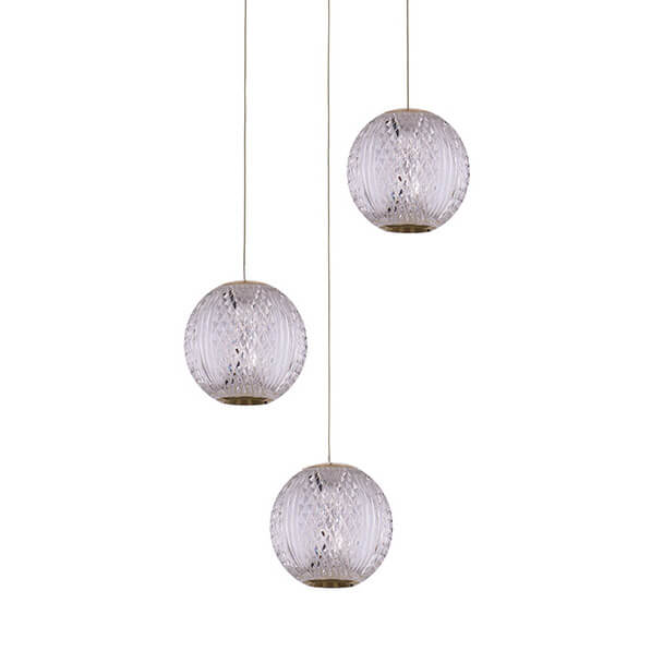 Wisząca lampa kulista Rosario PND-12220121-3A-GD Italux LED 12,6W 3000K złoty przezroczysty