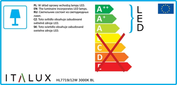LAMPA wisząca MOLDES HL7719/12W 3000K BL Italux metalowa OPRAWA LED 12W zwis tuba czarna