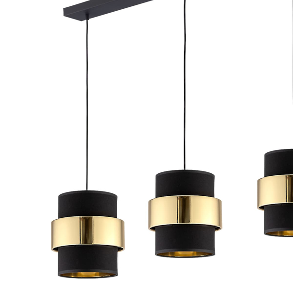 Potrójna lampa wisząca glamour Calisto 4378 TK Lighting na listwie czarna złota