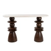 Drewniana komoda RONDA MM001501100402 brązowo beżowa do salonu 130cm