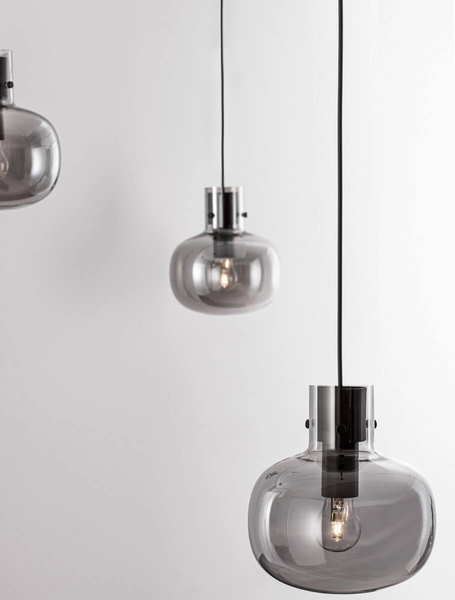 Podwieszana lampa salonowa Padre stylowa czarna przydymiona