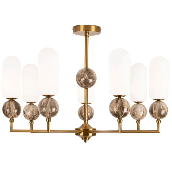 Wisząca lampa do salonu Nova P0633 nad stół kulista złota brązowa