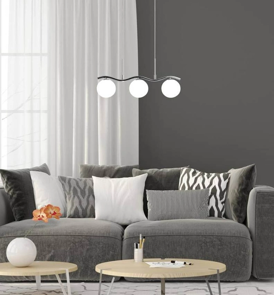 Lampa wisząca ze szklanymi kloszami Ramon kule chrom biała