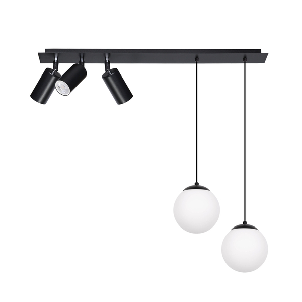 Wisząca lampa sypialniana Albio K-4138 Kaja ze szklany kulami ruchoma czarna