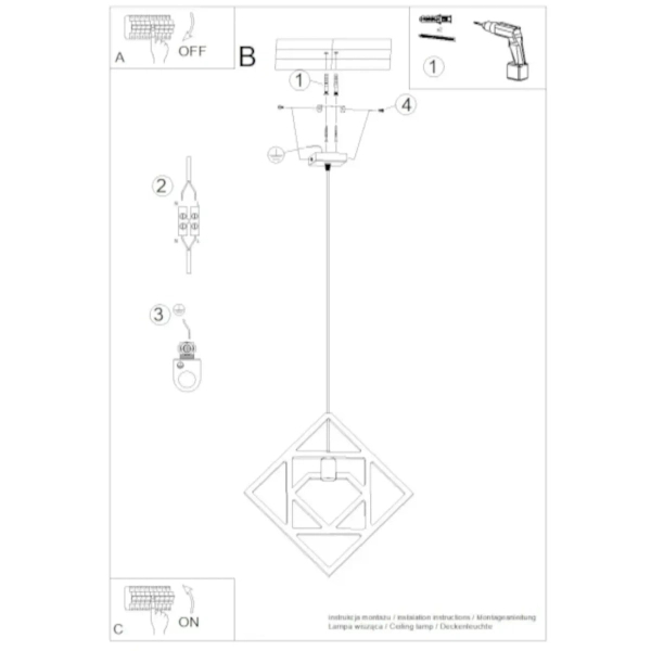 Lampa wisząca CARO SL.1757 drewniana czarna 1xE27 do kuchni