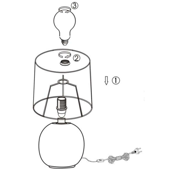 Ceramiczna LAMPA stołowa EUDORA DL011-50821 RL Light abażurowa LAMPKA stojąca nocna szara złota