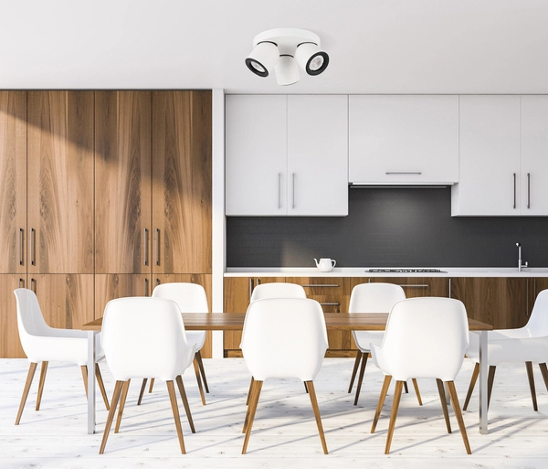 Sufitowa LAMPA plafon NUORA SPL-2855-3C-WH Italux okrągła OPRAWA metalowa regulowane reflektorki białe czarne