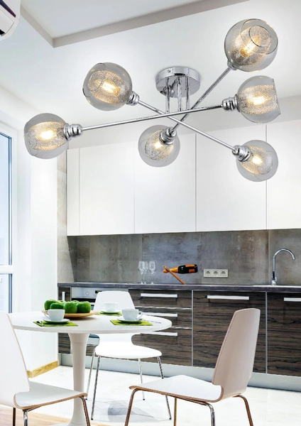 Lampa sufitowa DIXI 36-61362 szklana plafon kule siatki chrom przezroczyste