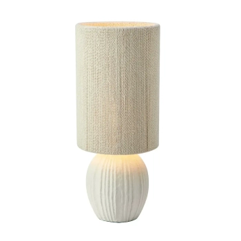 Stolikowa lampka Viela 108829 bawełniana do sypialni beżowa