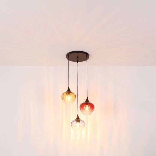 Potrójna wisząca lampa Sander 15748-3HR szklana multikolor