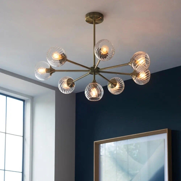 Kulista sufitowa lampa Allegra 103172 szklane kule mosiądz