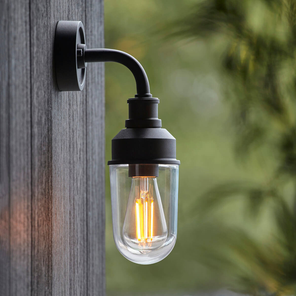 Elewacyjna lampa szklana L&-195884 IP44 czarny przezroczysty