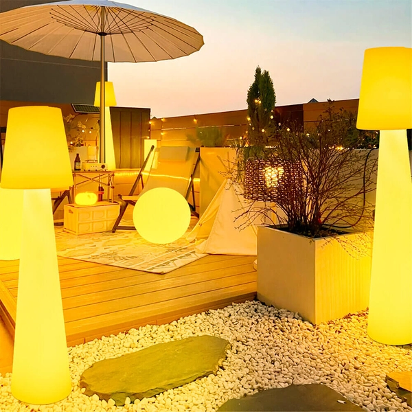 Stojąca lampa ogrodowa Ball ES-B080 Step IP65 kula koło okrągła biała