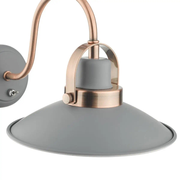 Metalowa ścienna lampa Liden LID0739 kapelusz stożek grafit miedziany