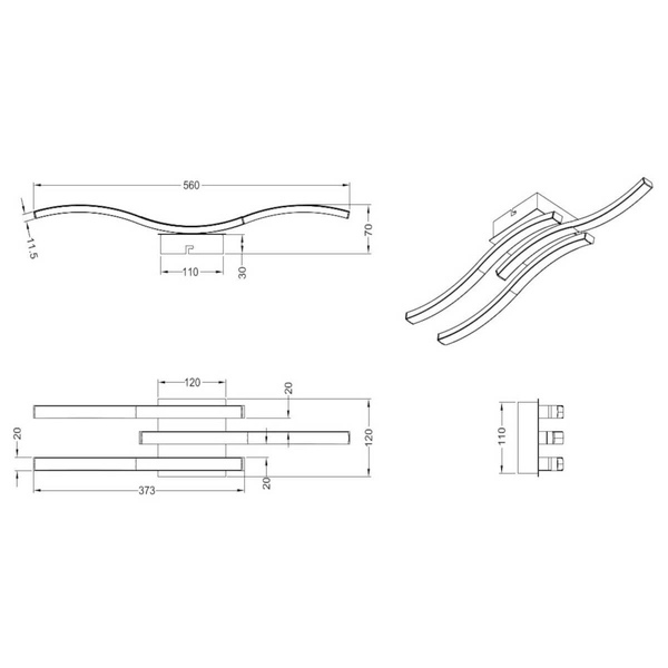 Przysufitowe listwy czarne NORVE DL132-62473 plafon LED 5W 3000K
