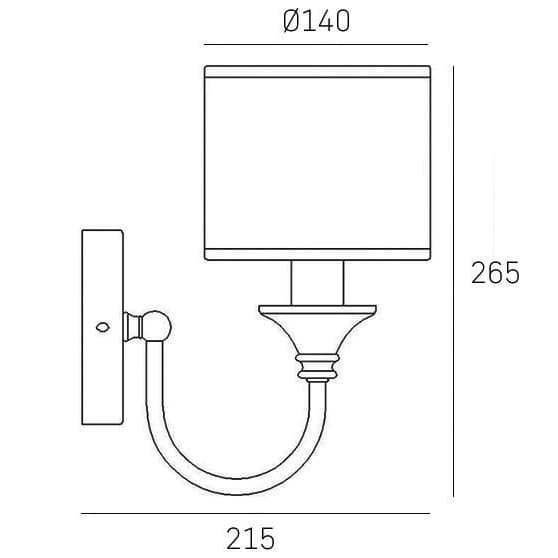 Klasyczna lampa ścienna Abu Dhabi w01837ch-bk Cosmolight metal tkanina srebrny czarny
